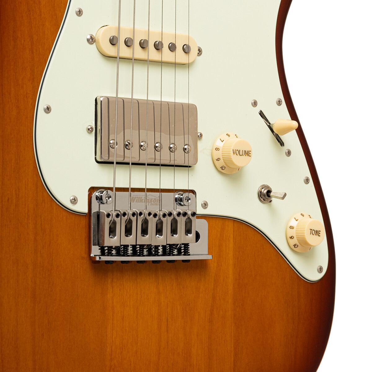 Crafter CHARLOTE SM TS Solid body S elektrisk guitar Charlotte serie, med taske, Tobacco sunburst finish