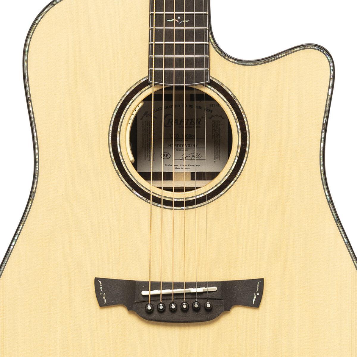 Crafter LX D-1000CE High-End LX1000-serien, dreadnought akustisk-elektrisk gitarr med massiv gran topp