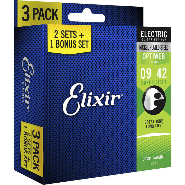 Elixir Optiweb el-guitar strenge - 3 packs