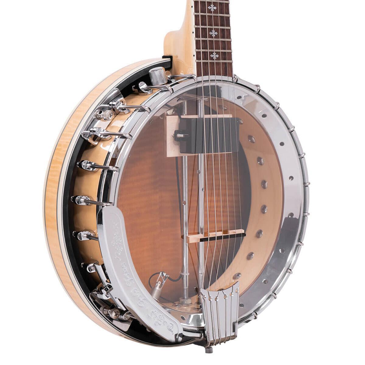 Gold Tone GT-750 Deluxe Banjitar med 6-strenget guitarhals og banjo-krop, med bell brass tone ring og pickup