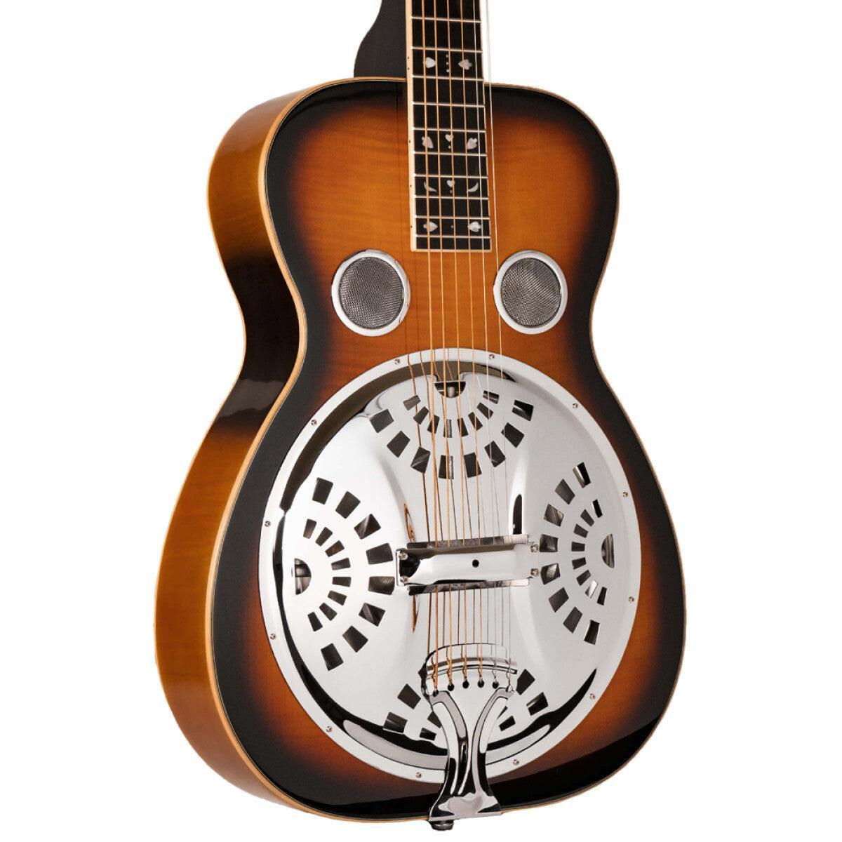 Gold Tone PBS-D Paul Beard Signature-Series Deluxe resonator guitar med kvadratisk hals og massivt flammeløn