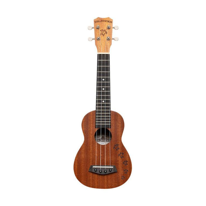 Islander MS-4-HNS Traditionell sopran ukulele med mahogny topp och Honu sköldpadda gravyr