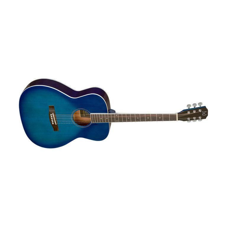 J.N Guitars BES-A TBB Transparent blueburst auditorium guitar m/massiv gran dæk