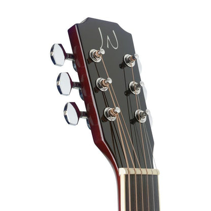 J.N Guitars BES-A TRB Transparent redburst auditorium guitar m/massiv gran dæk