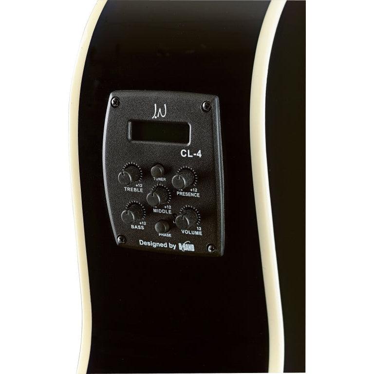 J.N Guitars BES-ACE BK sort auditorium guitar m/massiv gran dæk og B-Band Pick-up