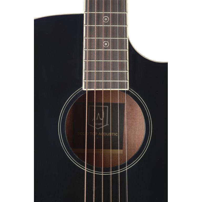 J.N Guitars BES-ACE BK sort auditorium guitar m/massiv gran dæk og B-Band Pick-up