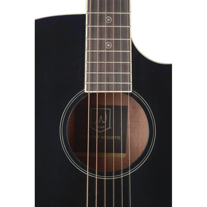 J.N Guitars BES-ACE BK sort auditorium guitar m/massiv gran dæk og B-Band Pick-up