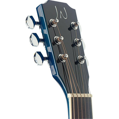 JN Guitars BES-ACE TBB Transparent blueburst auditoriumgitarr med massiv gran topp och B-Band Pick-Up