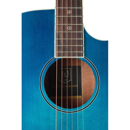 JN Guitars BES-ACE TBB Transparent blueburst auditoriumgitarr med massiv gran topp och B-Band Pick-Up