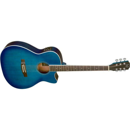 JN Guitars BES-ACE TBB Transparent blueburst auditoriumgitarr med massiv gran topp och B-Band Pick-Up