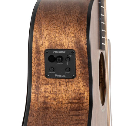 JN Guitars DOV-ACFI Auditoriumgitarr med massiv mahognydäck och Fishman Pick-up