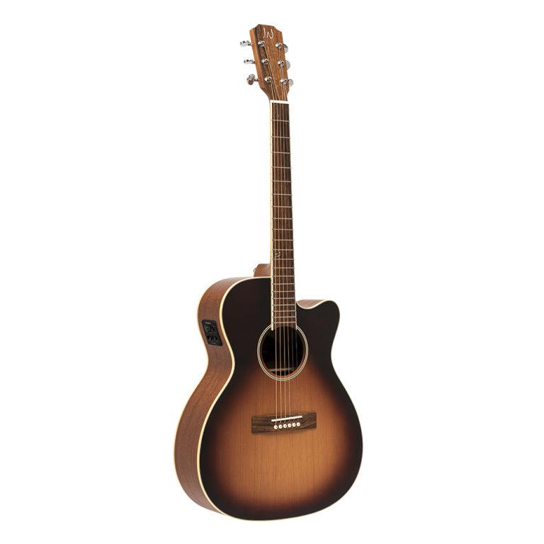 JN Guitars EZR-OMCFI Orchestra gitarr m/solid cedar däck och Fishman Pick-up, sunburst