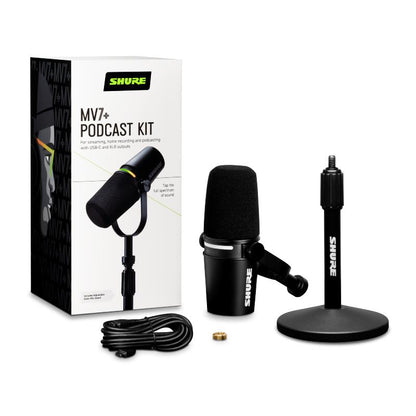Shure MV7+-K XLR/USB SPEECH MICROPHONE, BLACK +STAND