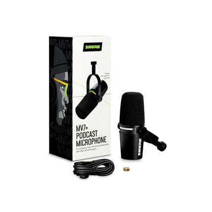 Shure Mv7+ K Xlr/Usb Speech Microphone, Black