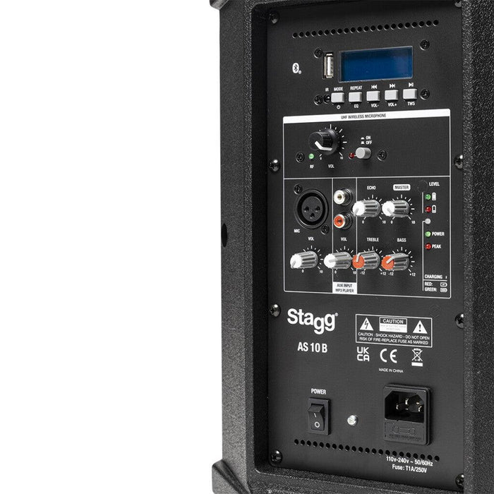 Stagg 10" batteridriven högtalare med bluetooth och UHF-mikrofon