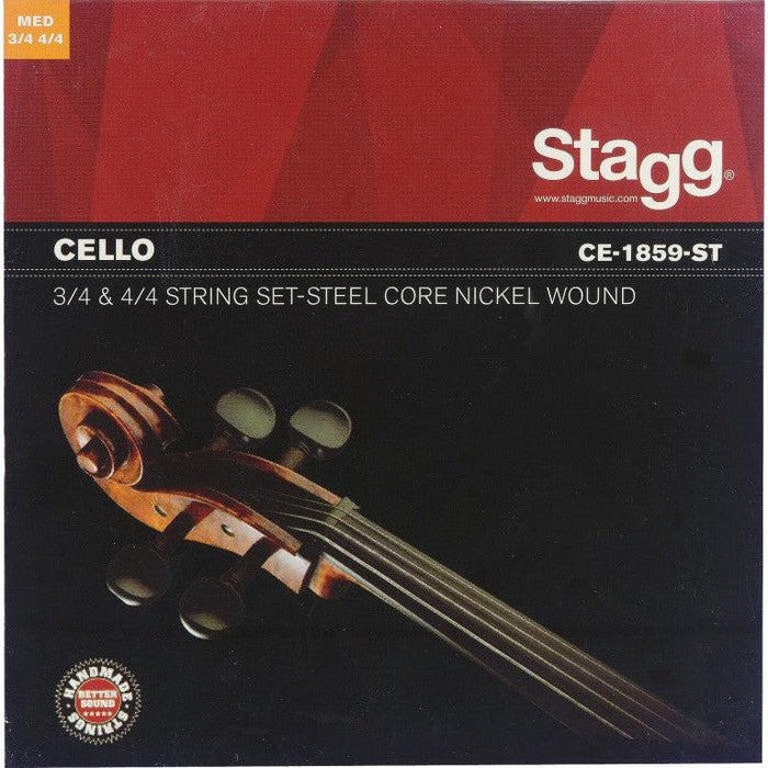 Stagg 4/4 &amp; 3/4 cellosträngset, Nickel Round-Wound, Medium