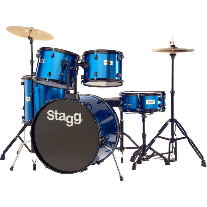 Stagg 5-delad, 22" trumset komplett med hårdvara och cymbaler, blå