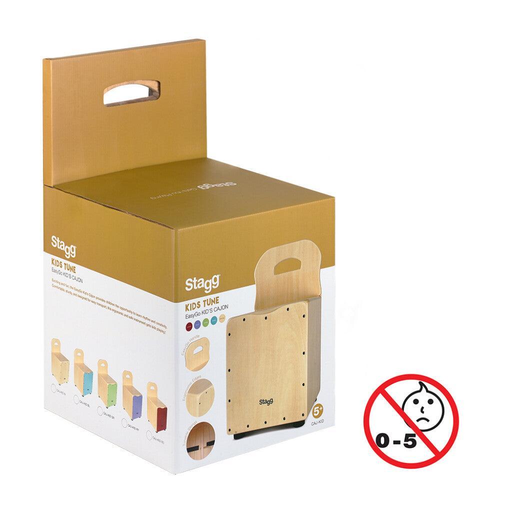 Stagg Basswood Kid'S Cajón With Easygo Backrest, Purple Front Board