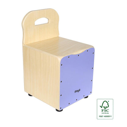 Stagg Basswood Kid'S Cajón With Easygo Backrest, Purple Front Board