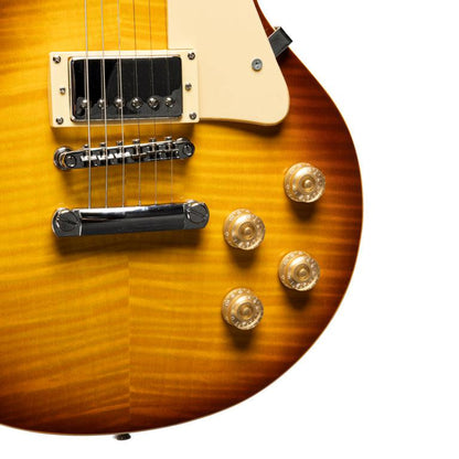 Stagg Deluxe-serien, massiv mahogni med AAA-flammet ahorntop, Tobacco Sunburst