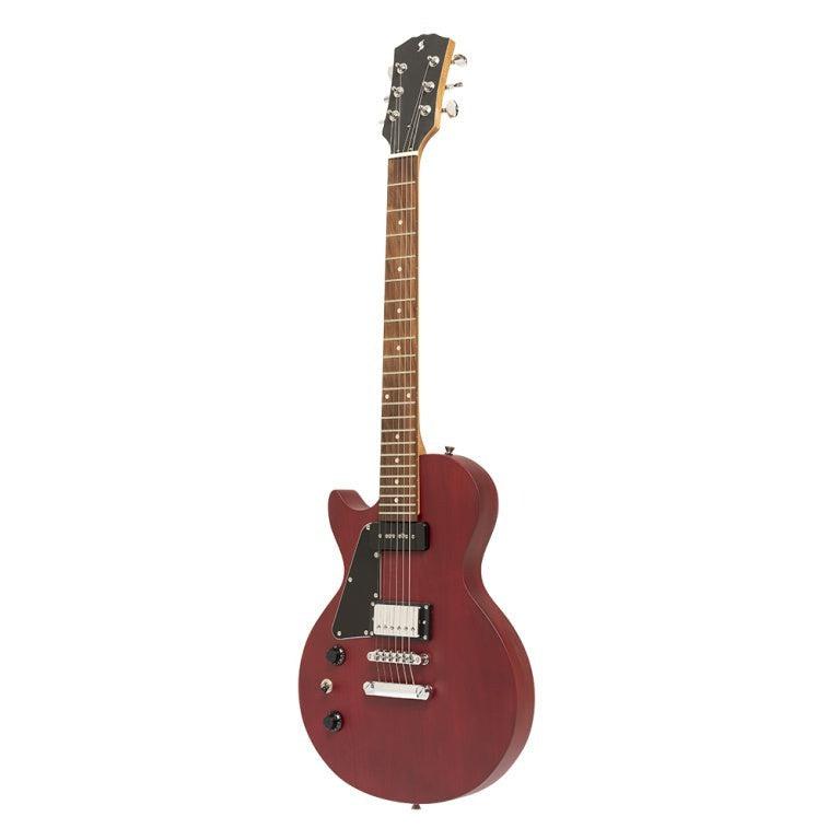 Stagg LP-style el-guitar m/P90, Cherry, venstrehåndet