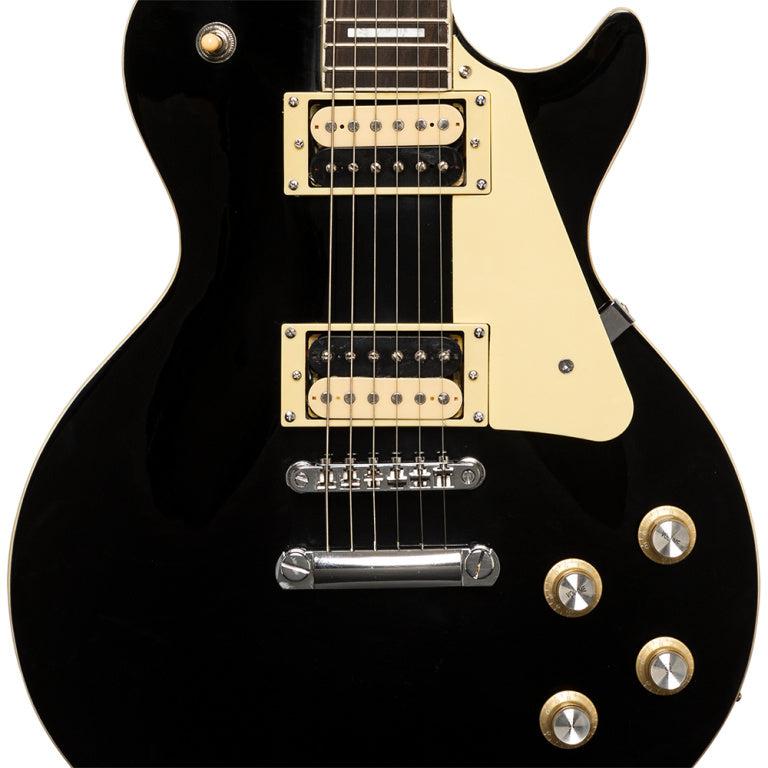 Stagg LP type el-guitar med massiv mahogni krop, Black