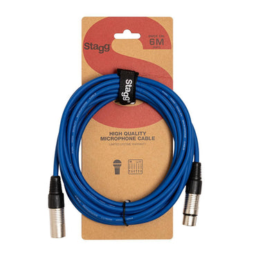 Stagg mikrofonkabel, Xlr/Xlr (M/F), 6 M (20'), blå