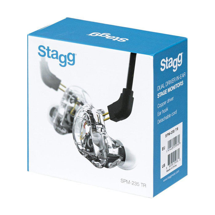 Stagg högupplöst, 2 drivrutiner In-ear-monitorer Transparent