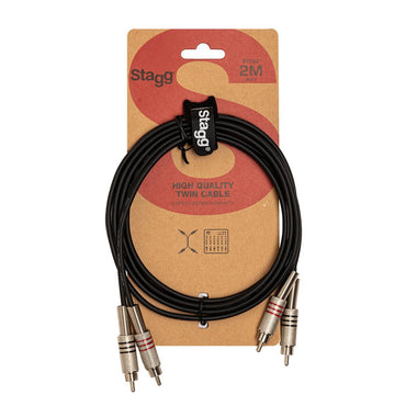 Stagg tvillingkabel, Rca/Rca (M/M), 2 (6')