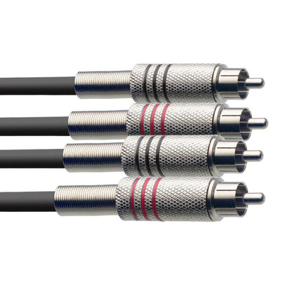 Stagg tvillingkabel, Rca/Rca (M/M), 3 (10')