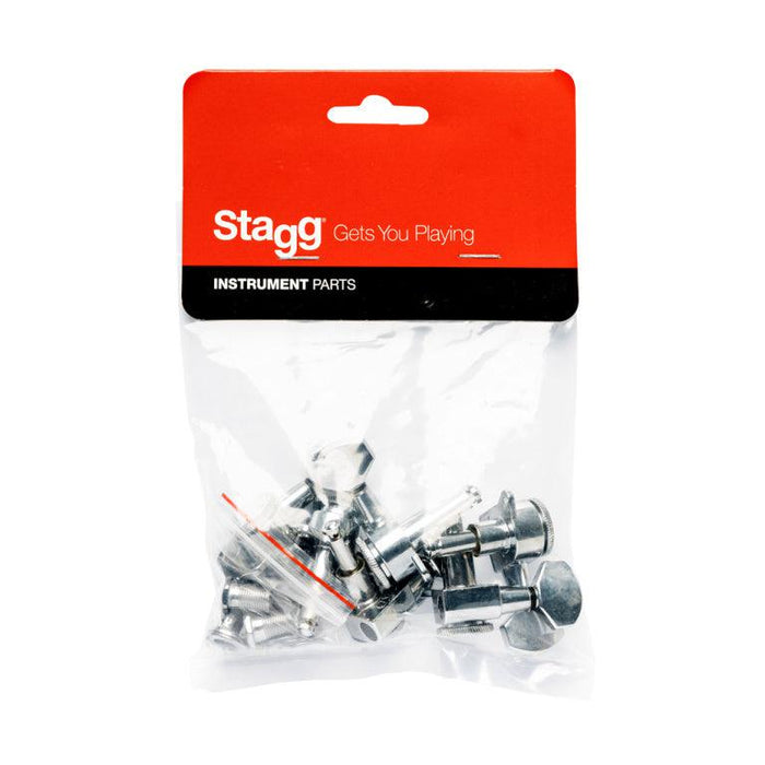 Stagg deluxe mechanics 6 X 1, med låssystem, för elgitarr, kromfinish