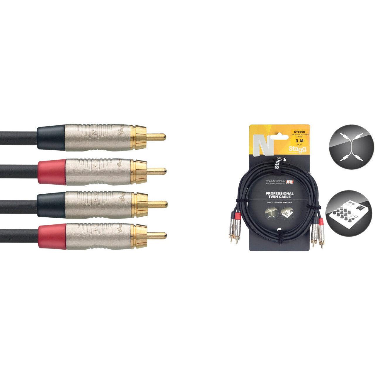 Stagg dual kabel, han phono til han phono