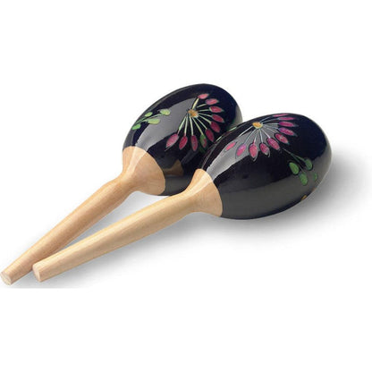 Stagg trä maracas, Blommotiv, svart 19 cm