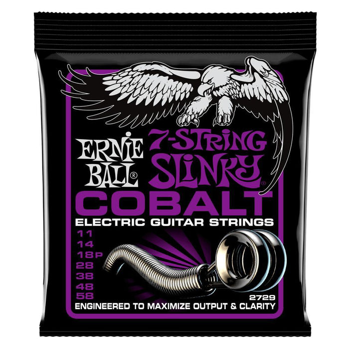 Ernie Ball 2729 Power Slinky 7-strängade koboltsträngar för elgitarr 011-058