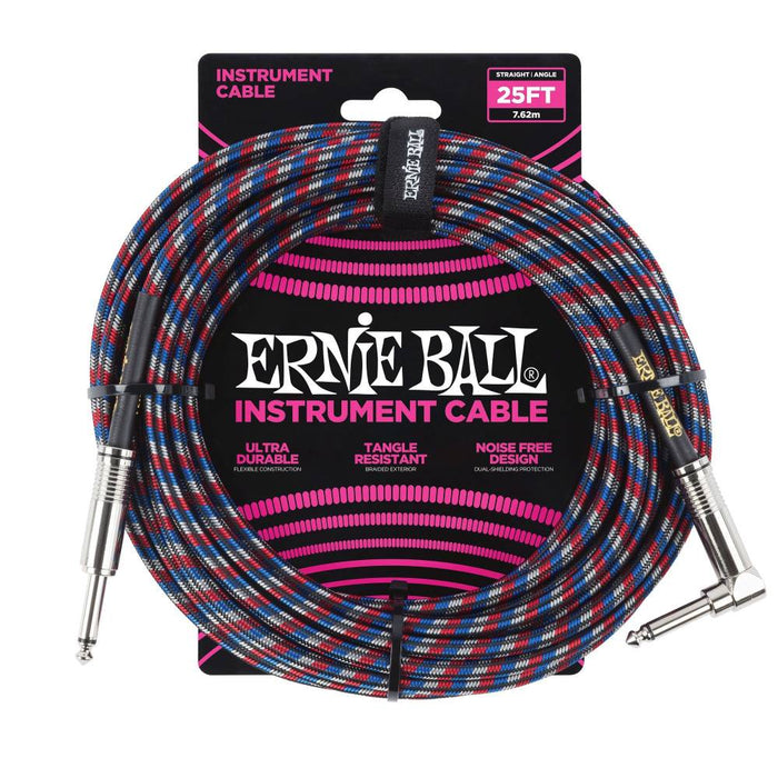 Ernie Ball EB-6063 Instrumentkabel Röd/Blå/Vit 7,5 m 