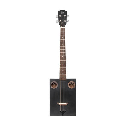 JN Guitars CASK-FIRKCOAL Akustisk cigarrlåda gitarr med 4 strängar, sapeldäck