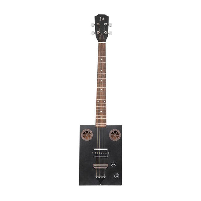 JN Guitars CASK-HOGSCOAL Akustisk-elektrisk cigarrboxgitarr med 4 strängar och sapeldäck