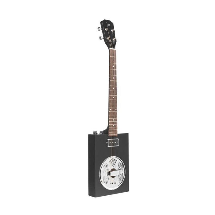 JN Guitars CASK-PUNCHCOAL Akustisk-elektrisk cigarrlåda gitarr med 4 strängar, resonator, sapeldäck