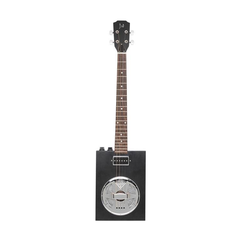 J.N Guitars CASK-PUNCHCOAL Acoustic-electric Cigar Box Guitar med 4 strenge, resonator, sapele dæk