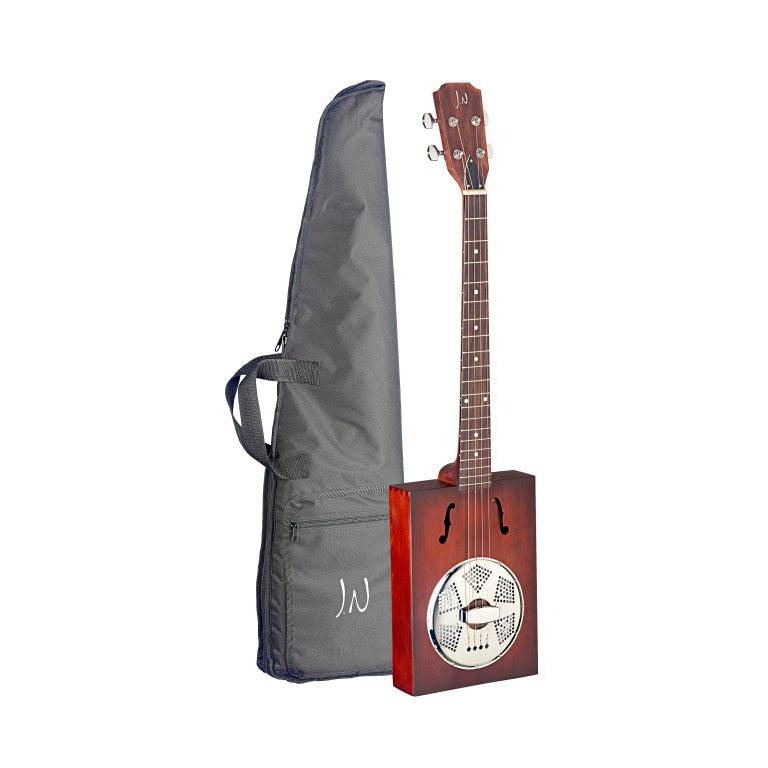 JN Guitars CASK-PUNCHEON akustisk cigarrlåda gitarr med 4 strängar, resonator, gran topp