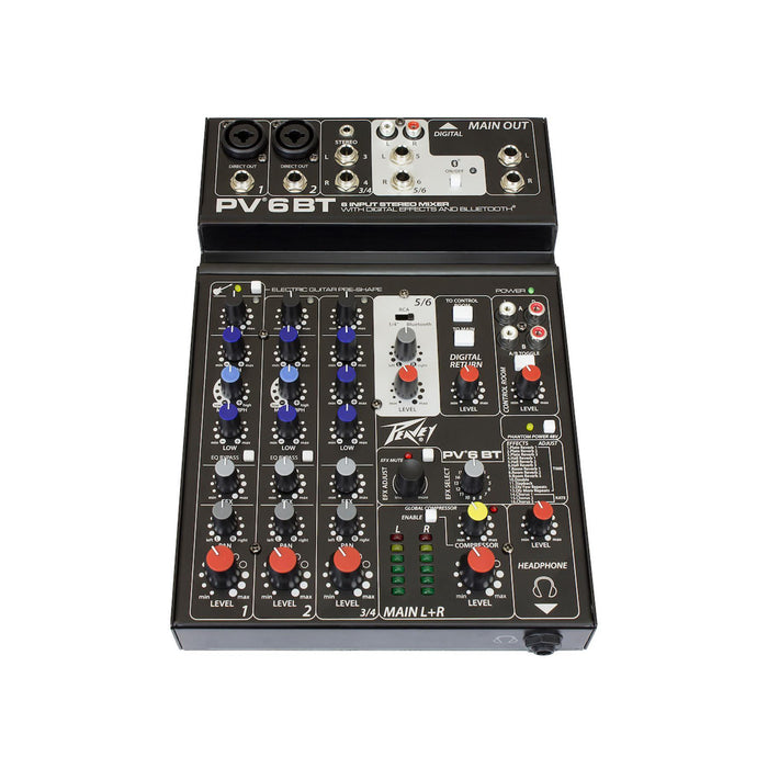 Peavey PV-6BT 6-kanals mixer med USB och Bluetooth 