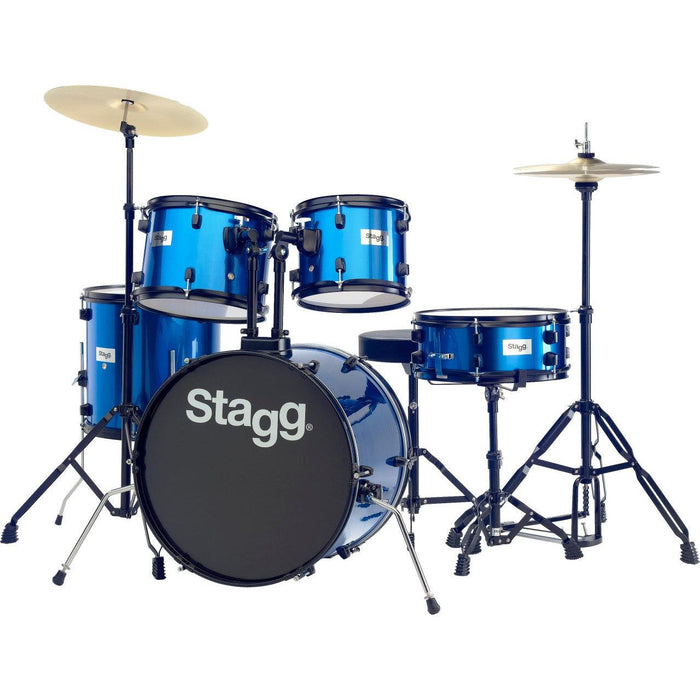Stagg 5-delat, 20" trumset komplett med hårdvara och cymbaler, blå