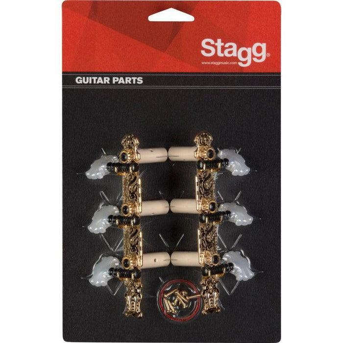 Stagg KG360 3L+3R mekanik för klassisk gitarr, guldpläterad med pärlemorknappar