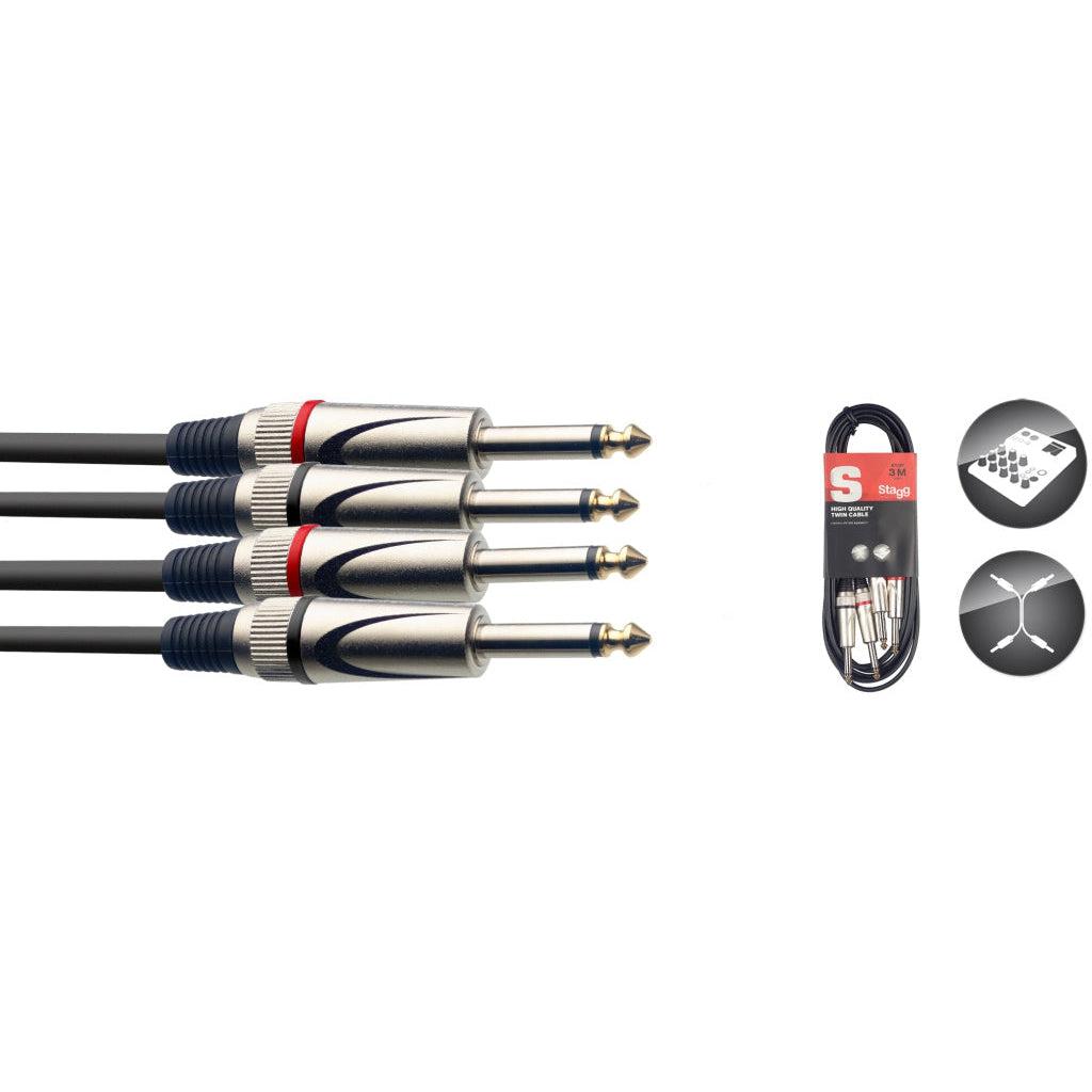 Stagg Twin kabel, Jack/Jack , fire længder