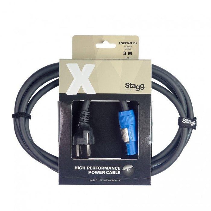 Stagg X Series Strömkabel, Powercon A/Schuko (M/M), 1,5 M (5')