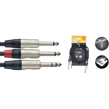 Stagg Y-kabel, stereo hane-jack till 2 x mono hane-jack